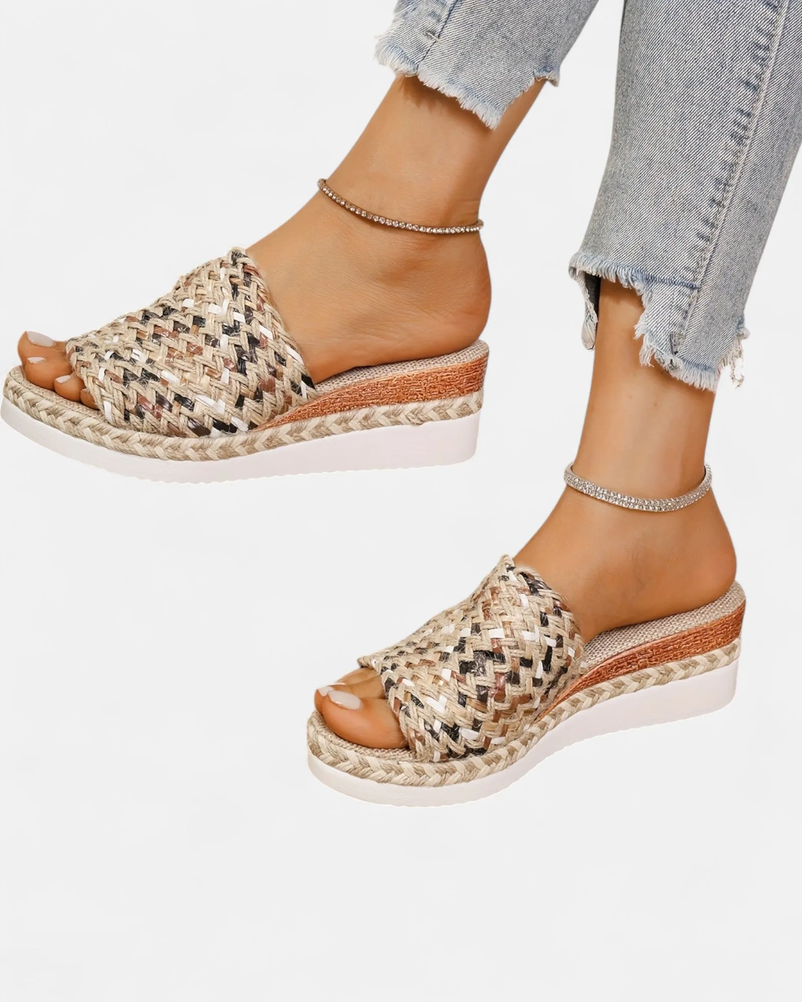 Luna – Chic Mid Heel Wedge Sandals with Soft Fabric Insole