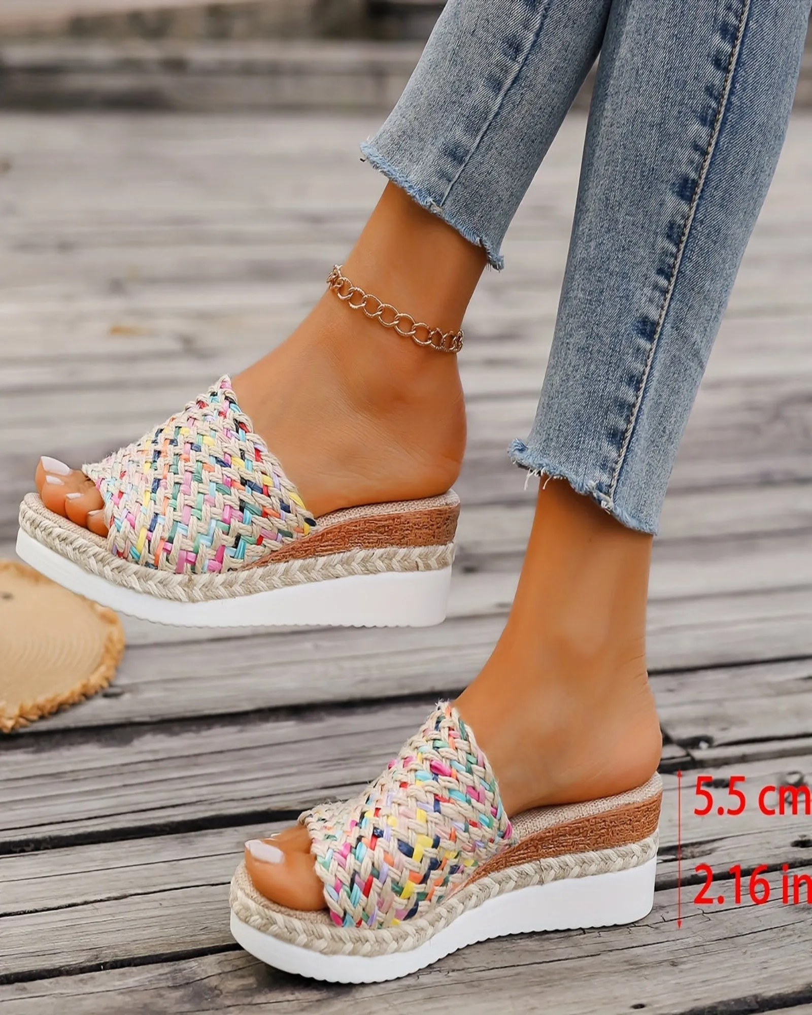 Luna – Chic Mid Heel Wedge Sandals with Soft Fabric Insole
