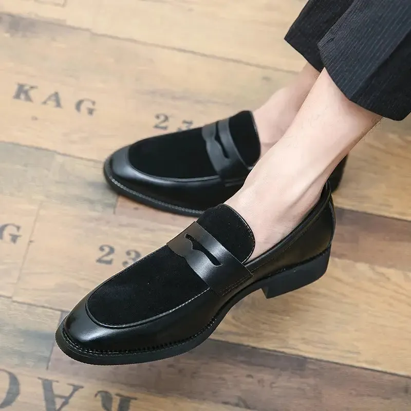 lusso IT - Patent suede leather Italian style penny loafers for men