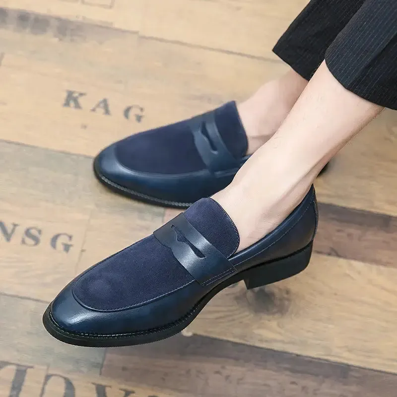 lusso IT - Patent suede leather Italian style penny loafers for men