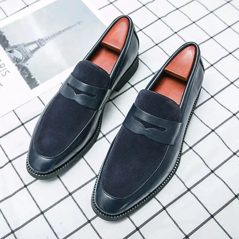 lusso IT - Patent suede leather Italian style penny loafers for men