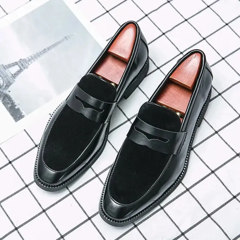 lusso IT - Patent suede leather Italian style penny loafers for men