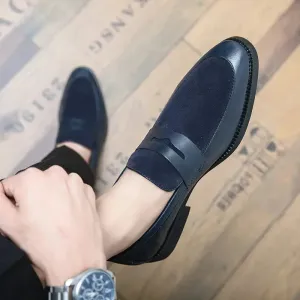 lusso IT - Patent suede leather Italian style penny loafers for men
