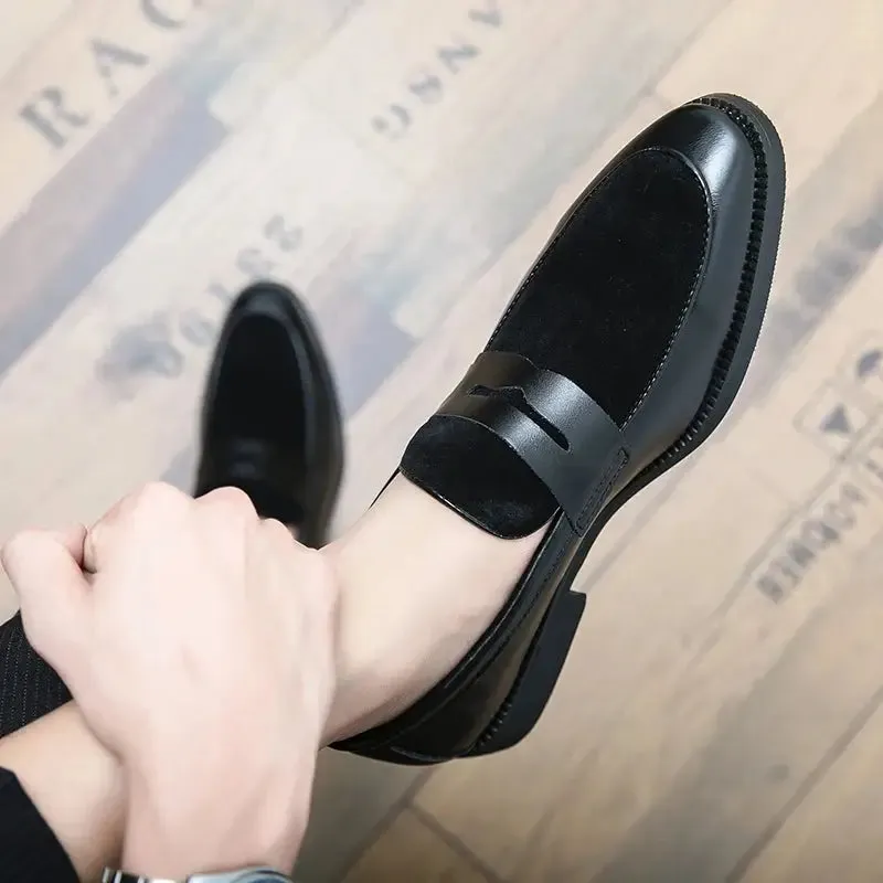 lusso IT - Patent suede leather Italian style penny loafers for men