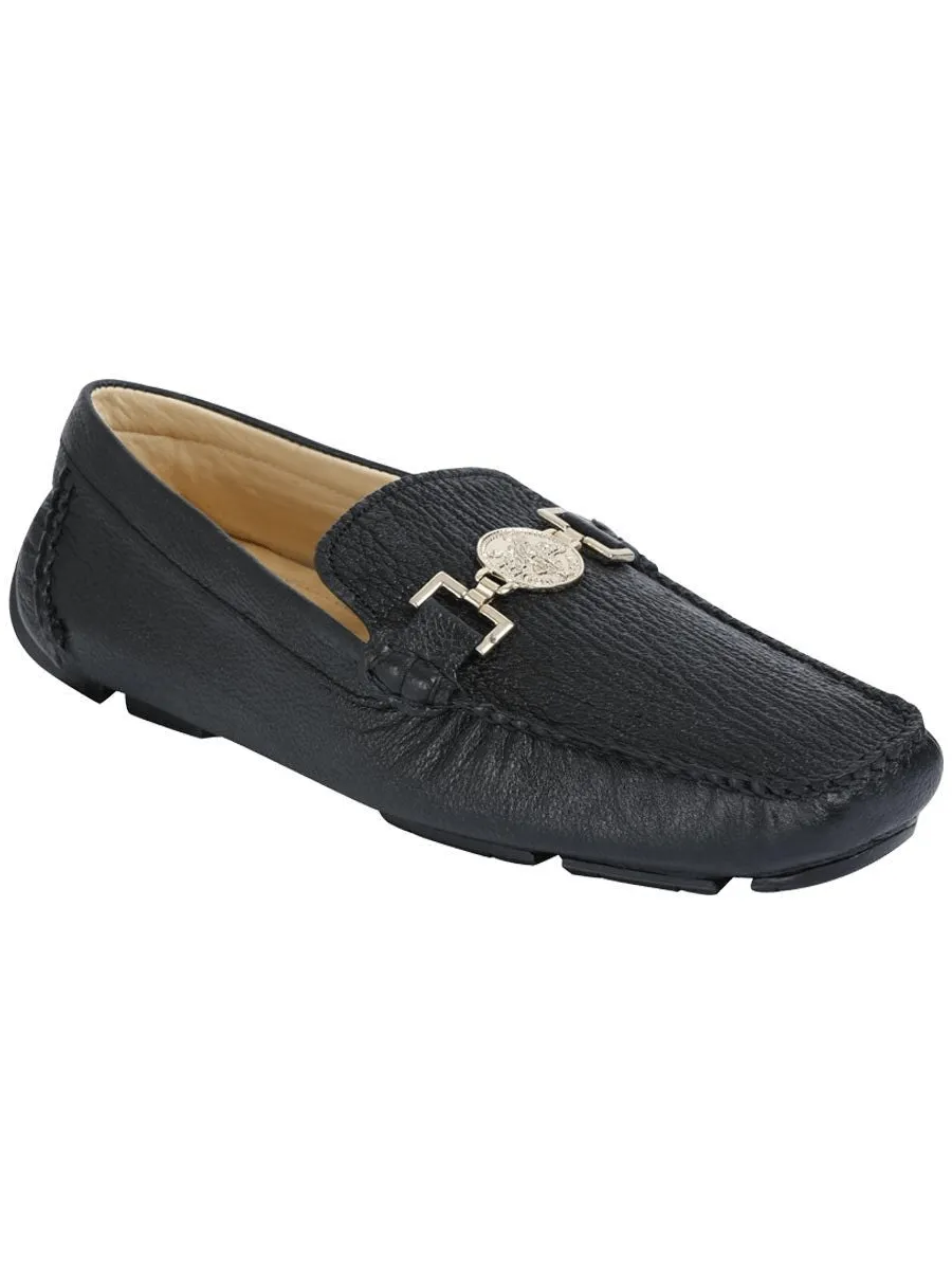 Men's Exotic Shoes Shark Skin Casual Moccasins 'Centenario' Black Color 41286