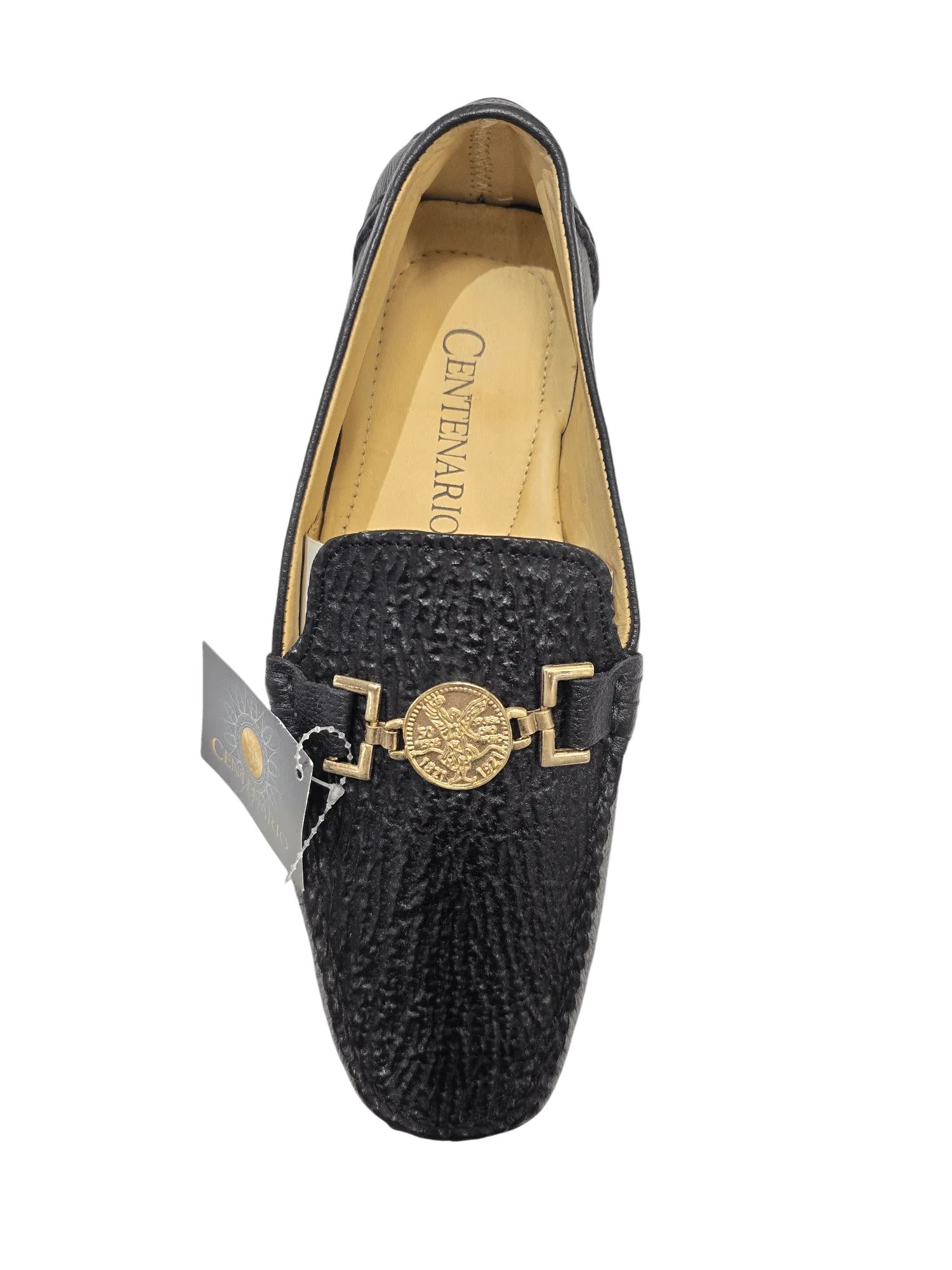 Men's Exotic Shoes Shark Skin Casual Moccasins 'Centenario' Black Color 41286