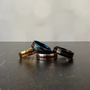 Men's Stainless Ring with Wooden Inlay