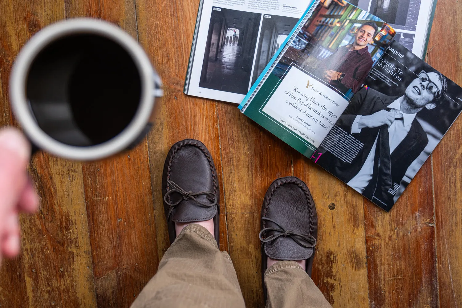 Men's Wide Double Deerskin Leather Moccasins