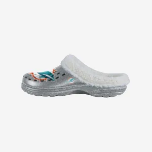 Miami Dolphins Womens Sherpa Lined Glitter Clog