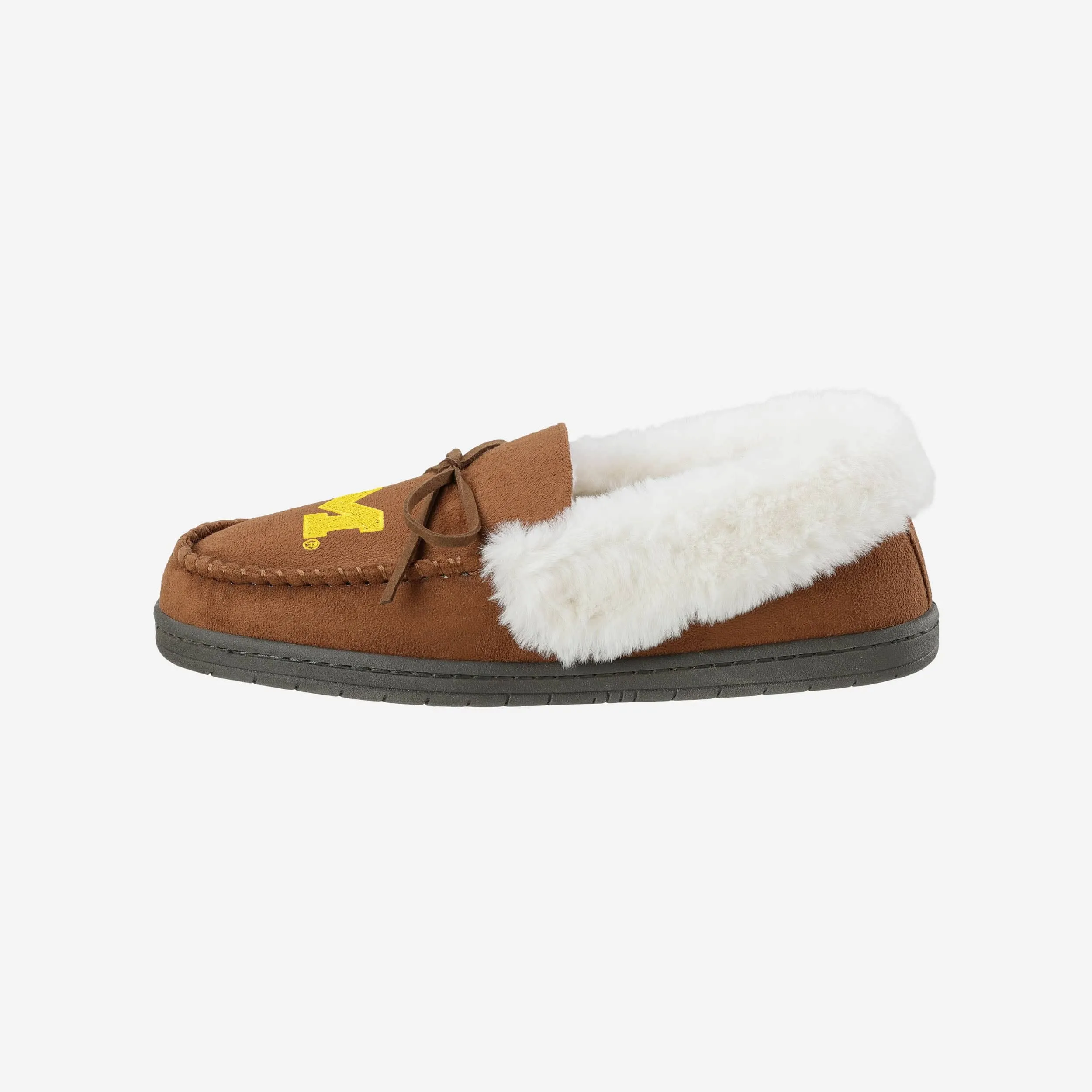 Michigan Wolverines Womens Tan Moccasin Slipper