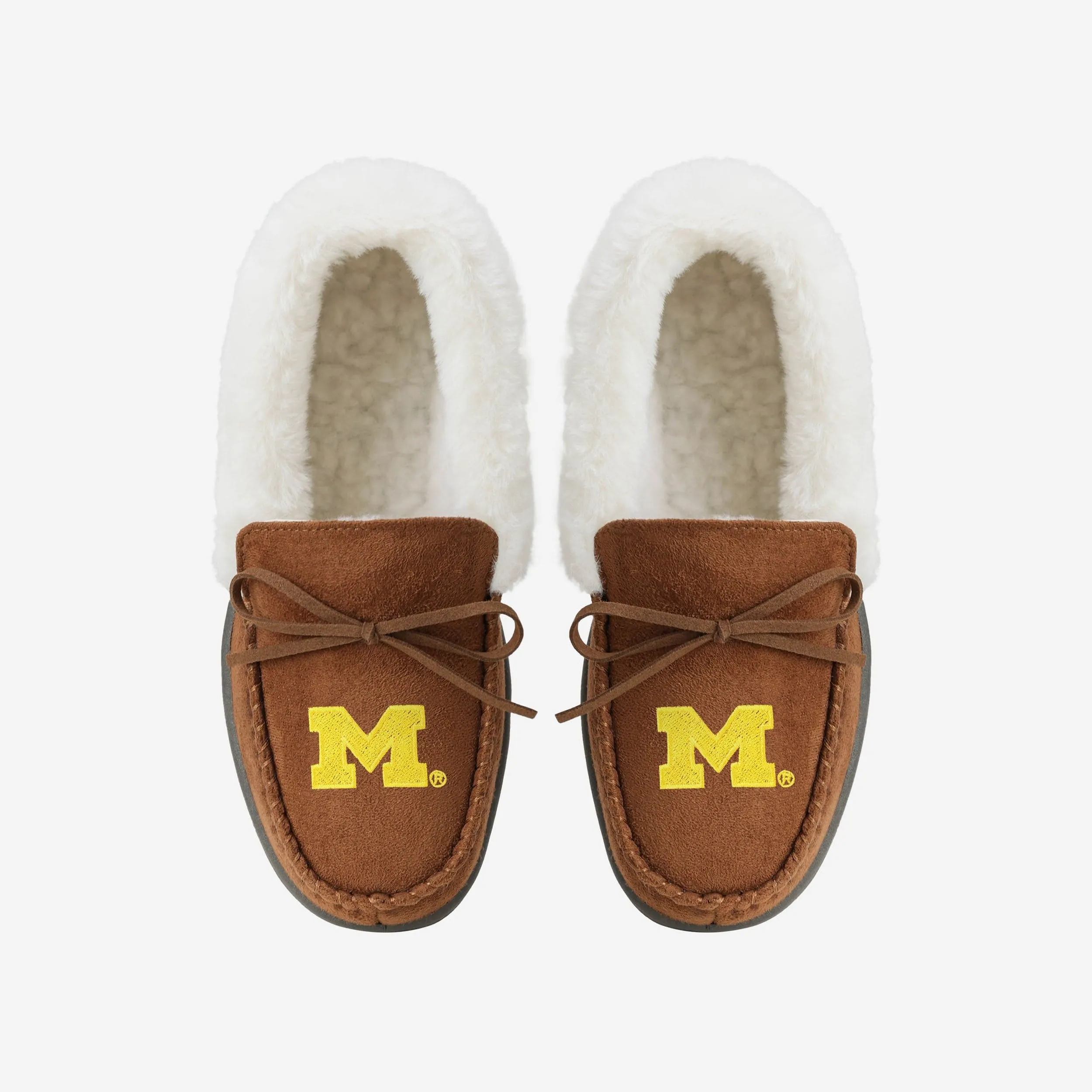 Michigan Wolverines Womens Tan Moccasin Slipper