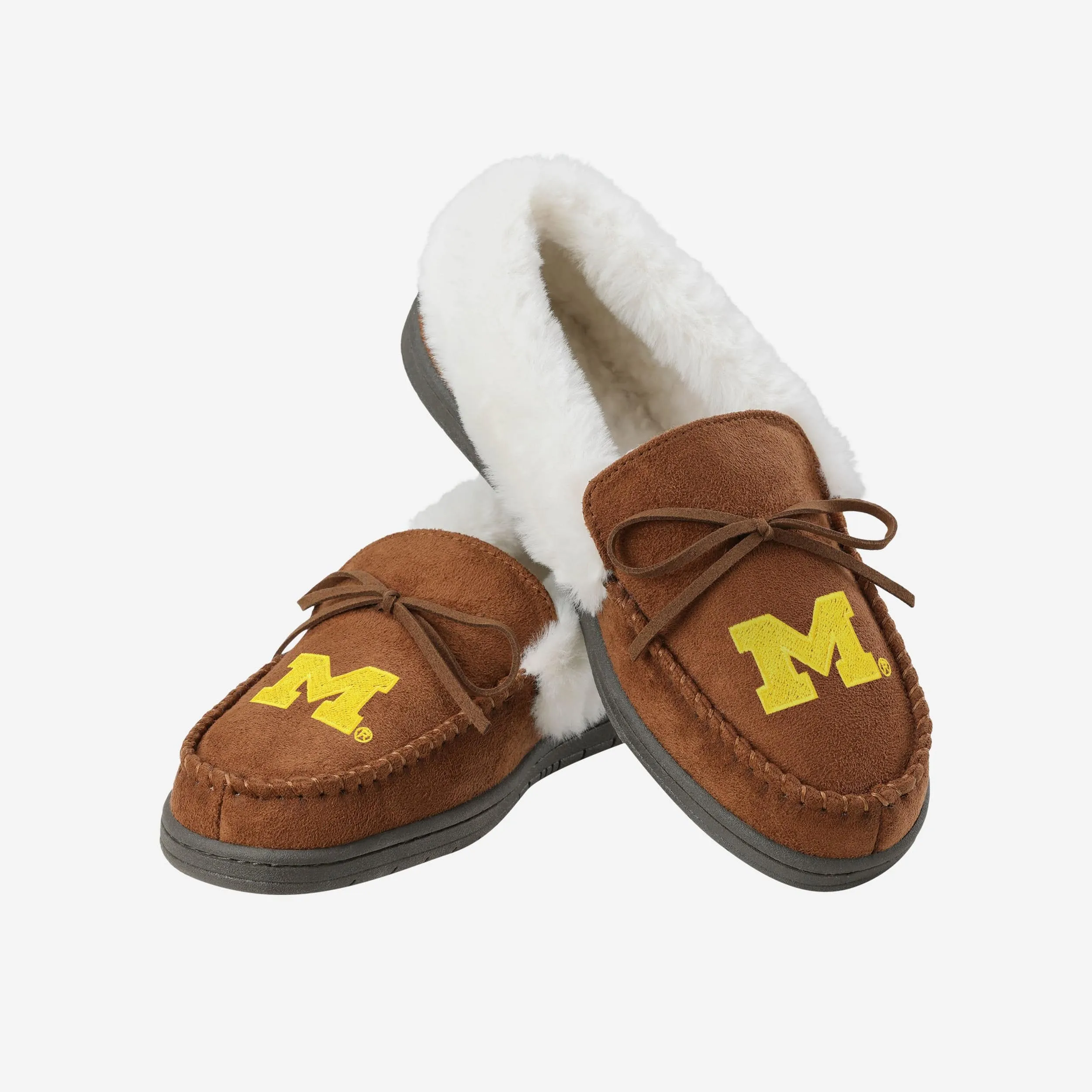 Michigan Wolverines Womens Tan Moccasin Slipper