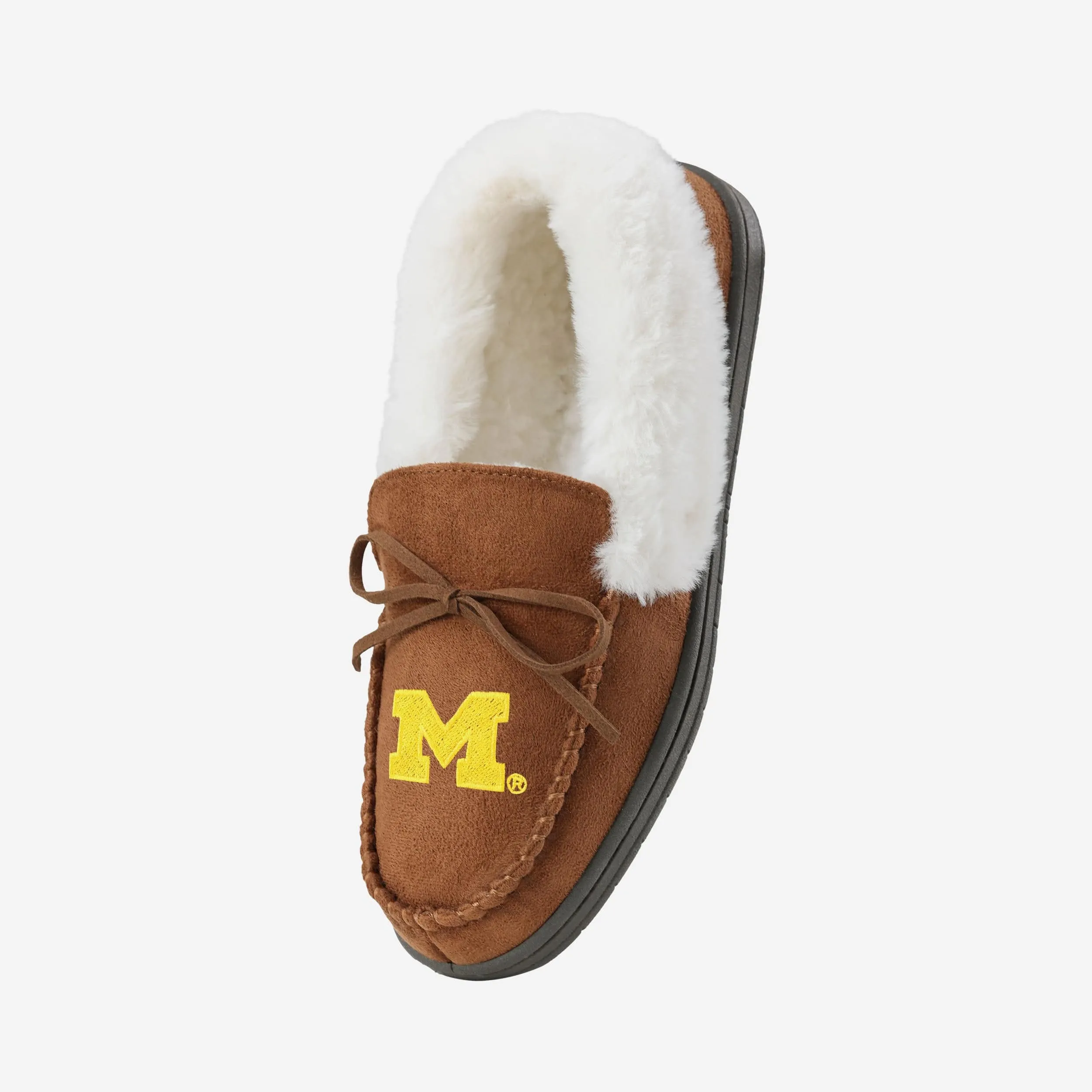 Michigan Wolverines Womens Tan Moccasin Slipper