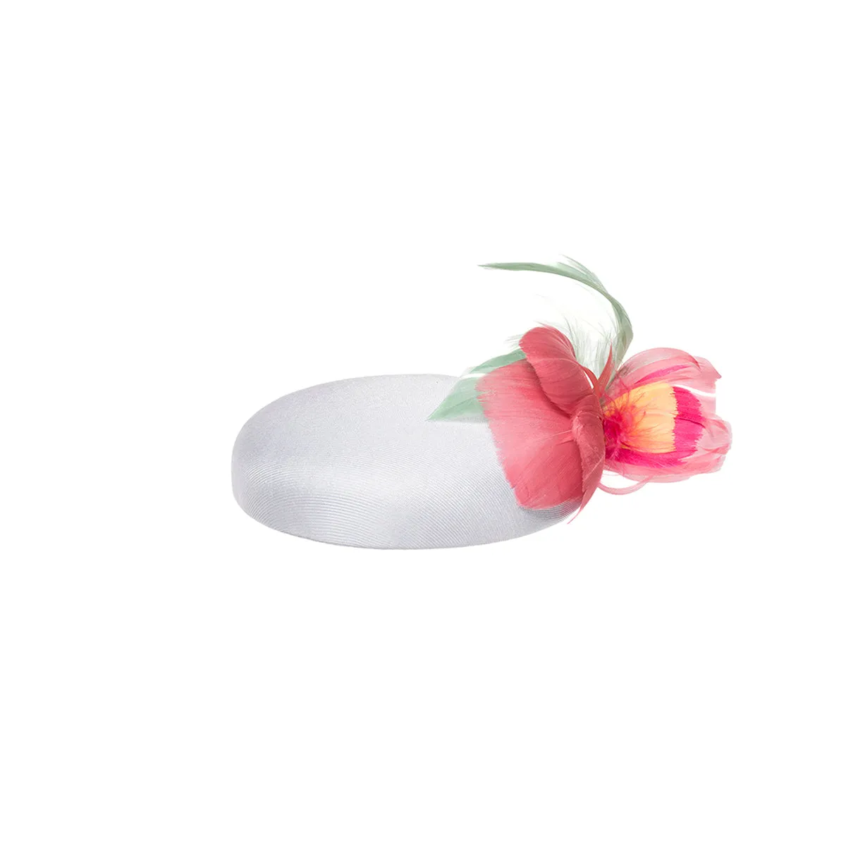 Mini Pillbox with Feather Flower, Pink