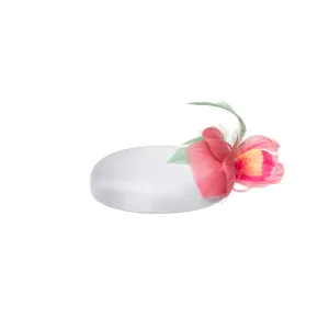 Mini Pillbox with Feather Flower, Pink