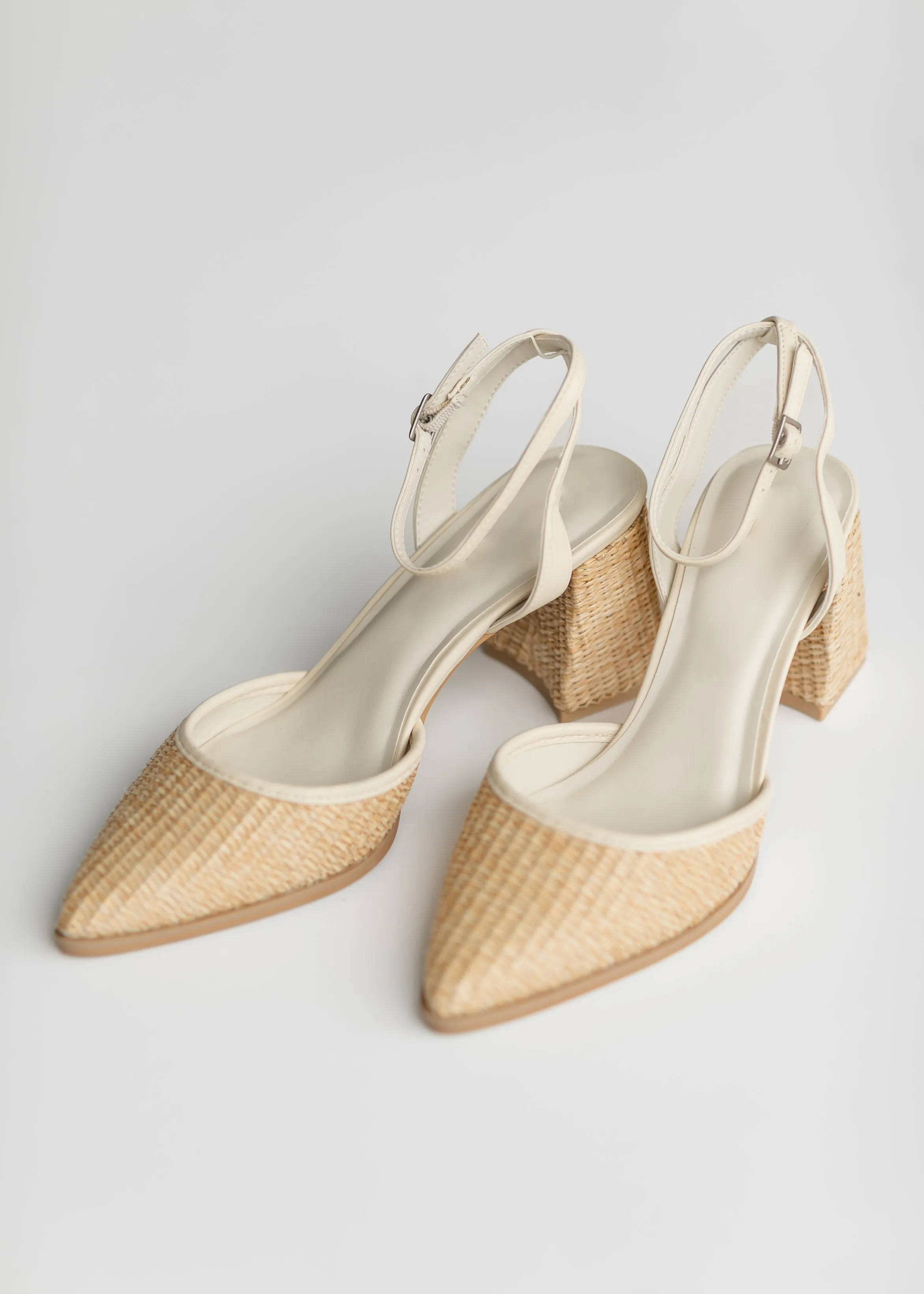 Natural Pointed Toe Ankle Strap Heel - FINAL SALE