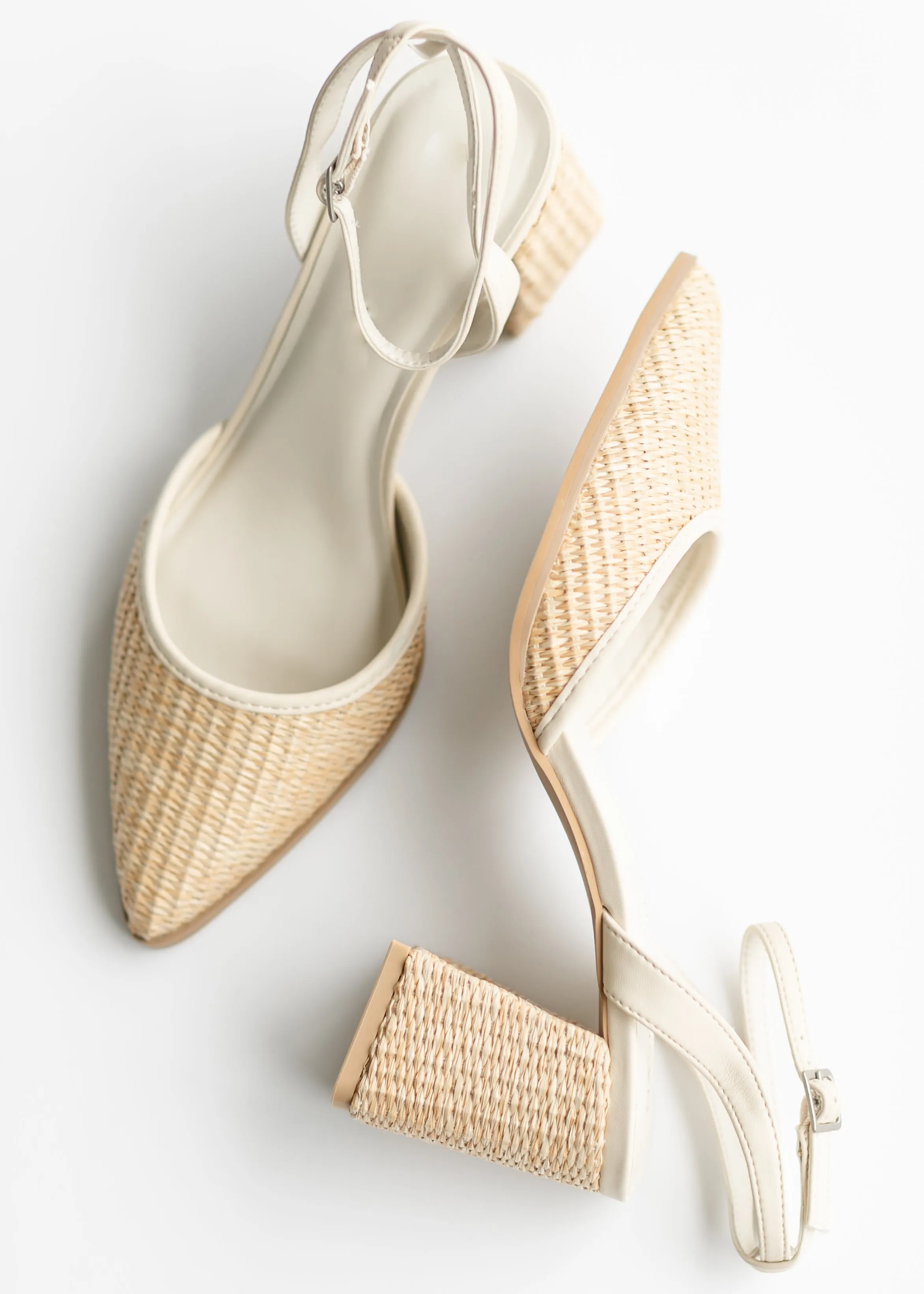 Natural Pointed Toe Ankle Strap Heel - FINAL SALE