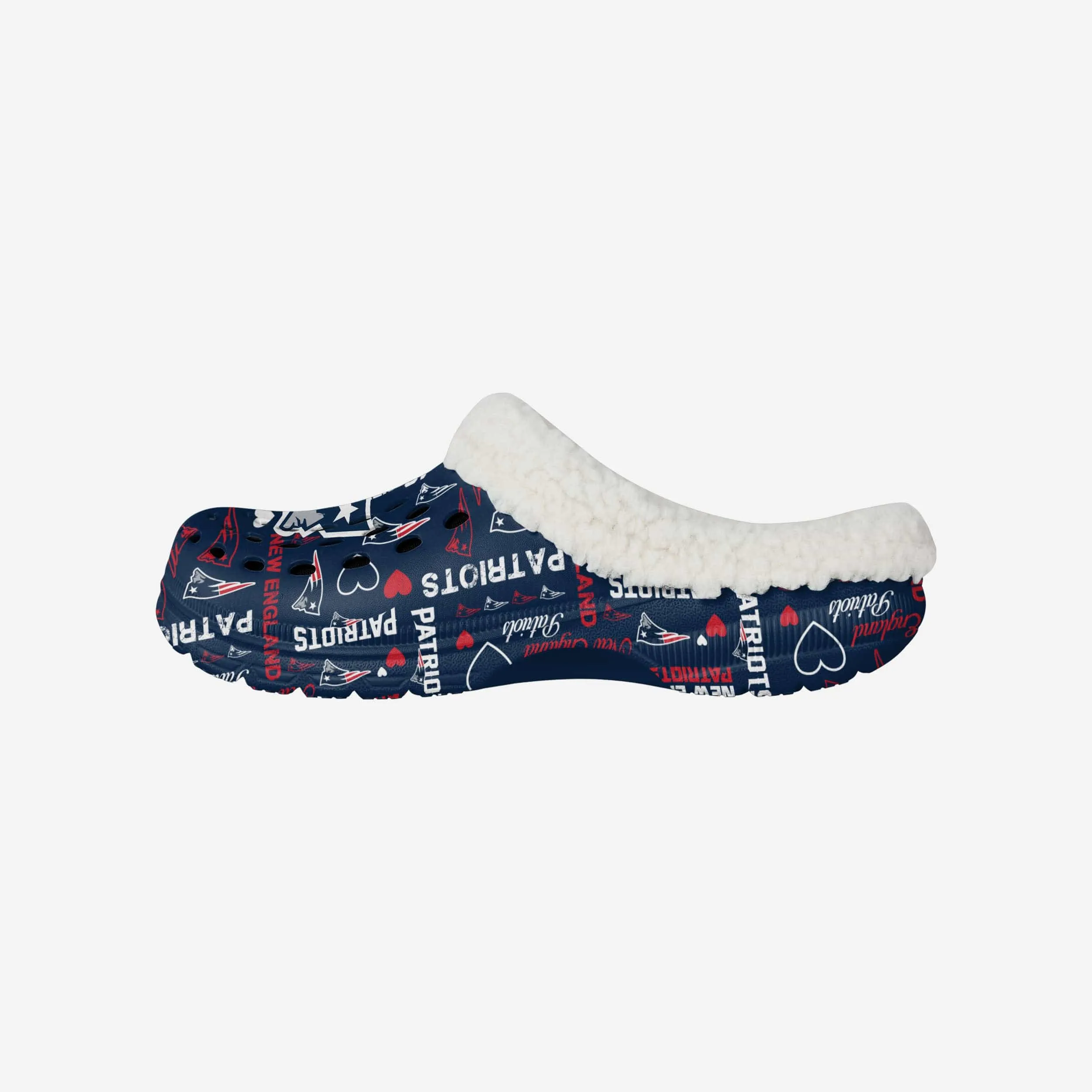 New England Patriots Womens Sherpa Lined Logo Love Clog