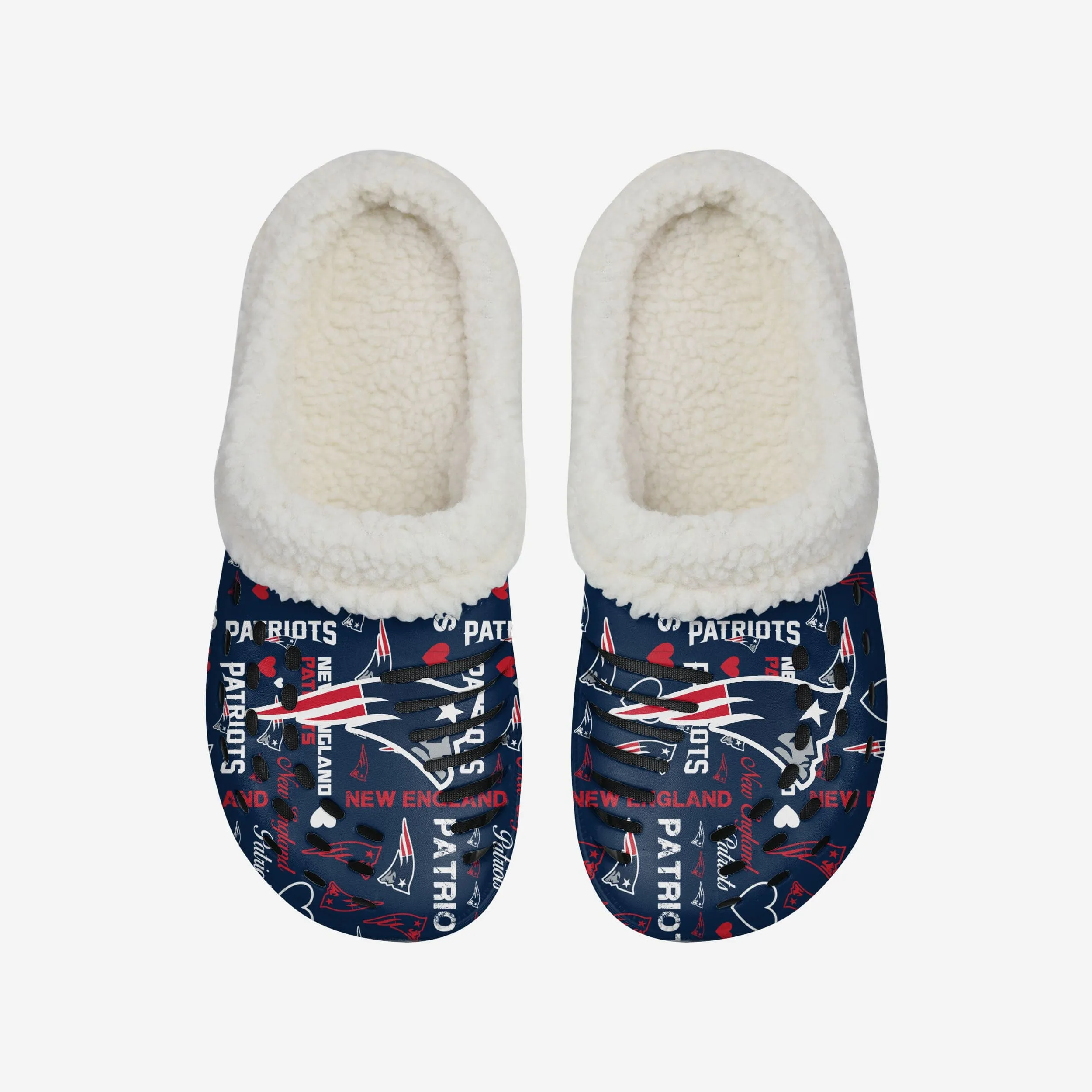 New England Patriots Womens Sherpa Lined Logo Love Clog