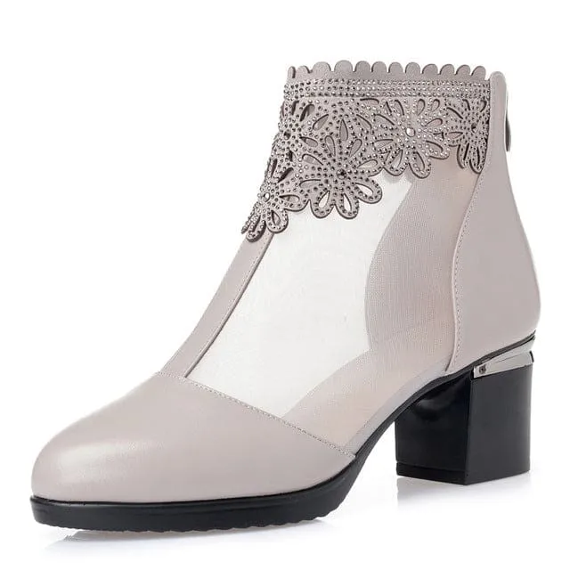 New Genuine Leather Breathable Cool Summer Boots For Women