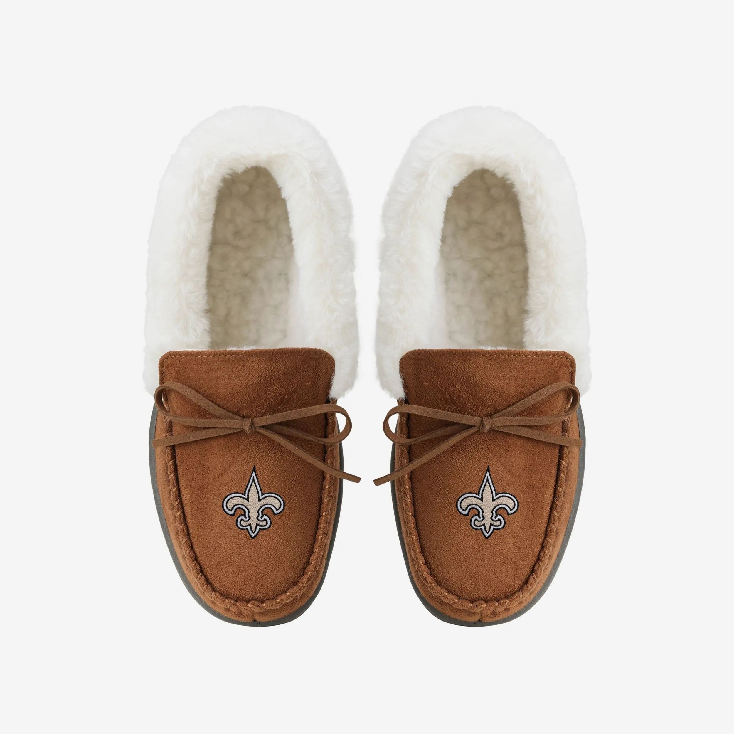 New Orleans Saints Womens Tan Moccasin Slipper
