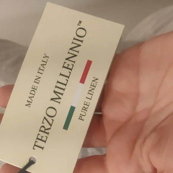 New! Terzo Millennio white pure linen gown. Made in Italy. Fine weave fabric