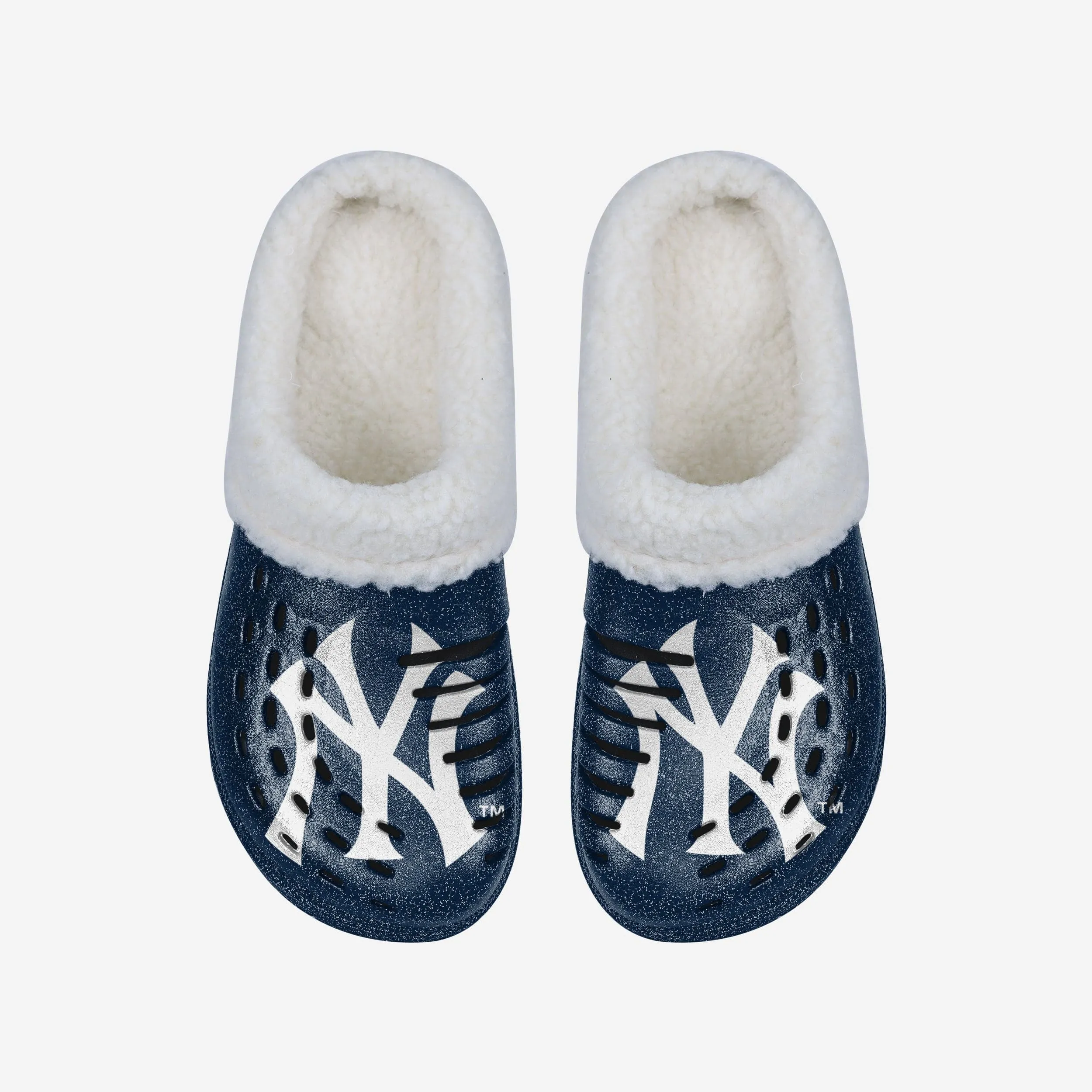 New York Yankees Womens Sherpa Lined Glitter Clog