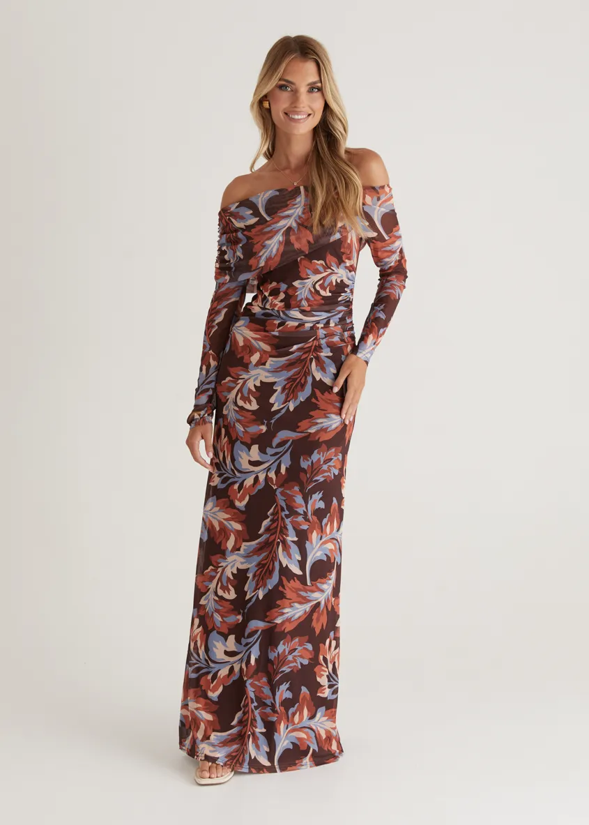 Nix Off Shoulder Maxi Dress - Autumn Leaf