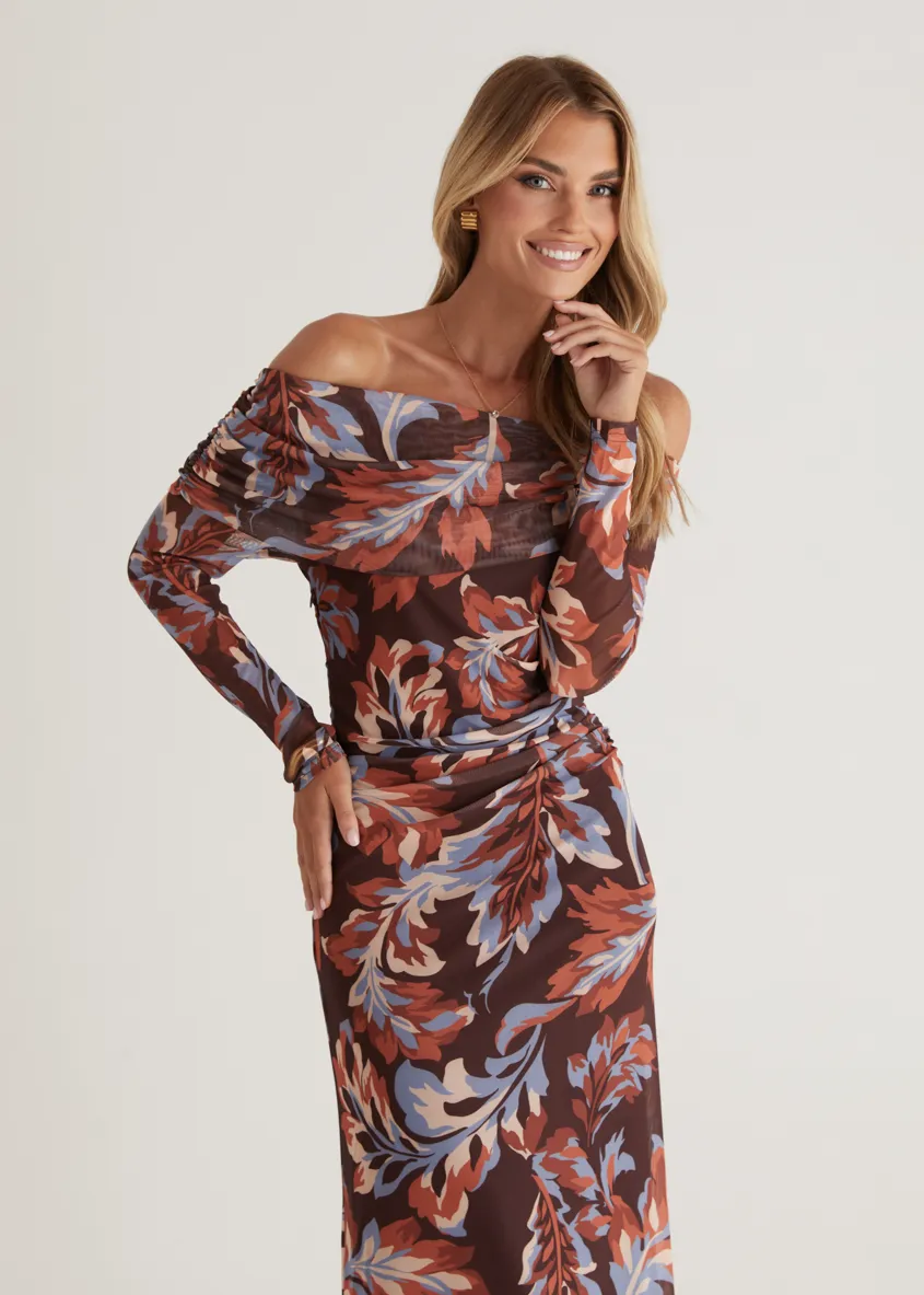Nix Off Shoulder Maxi Dress - Autumn Leaf