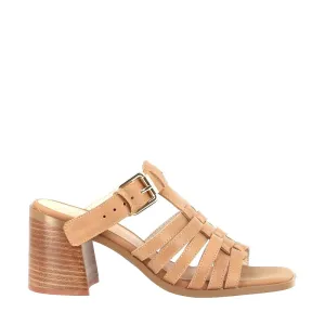 Nude Paisley Tan Heeled Slide