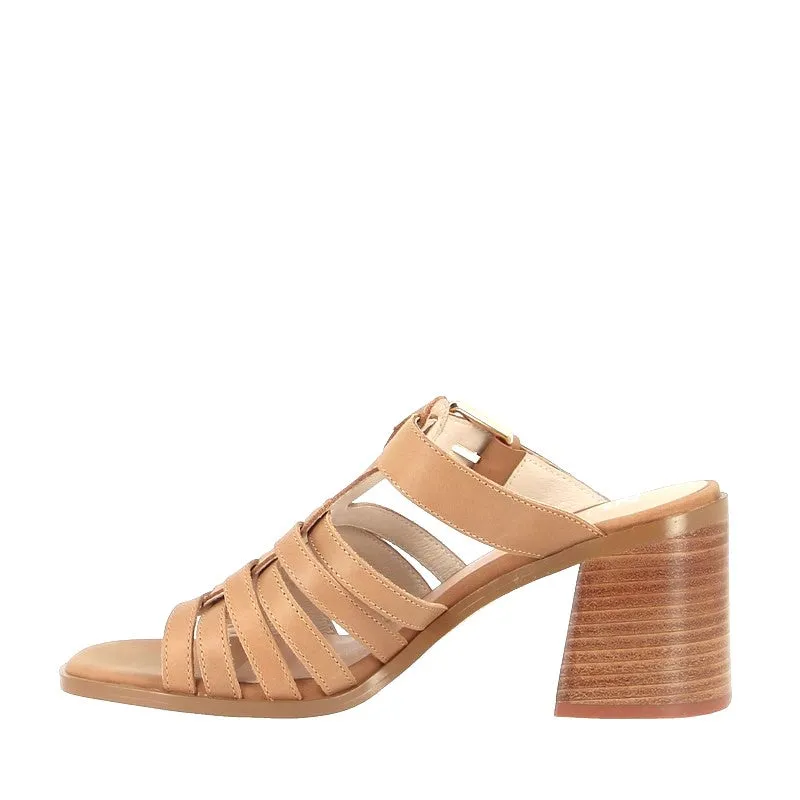 Nude Paisley Tan Heeled Slide