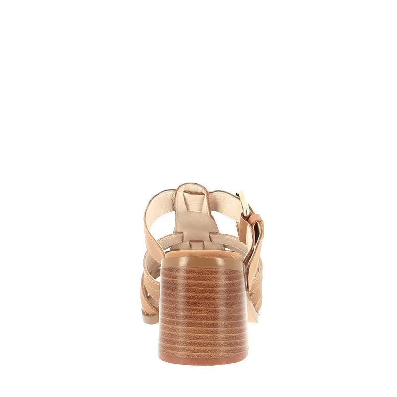 Nude Paisley Tan Heeled Slide