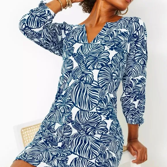 NWT Lilly Pulitzer Blue Tropical Printed Cath Mini Dress S
