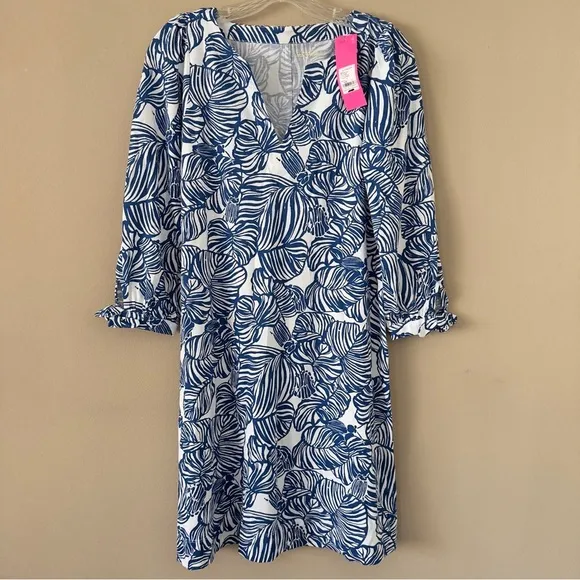 NWT Lilly Pulitzer Blue Tropical Printed Cath Mini Dress S