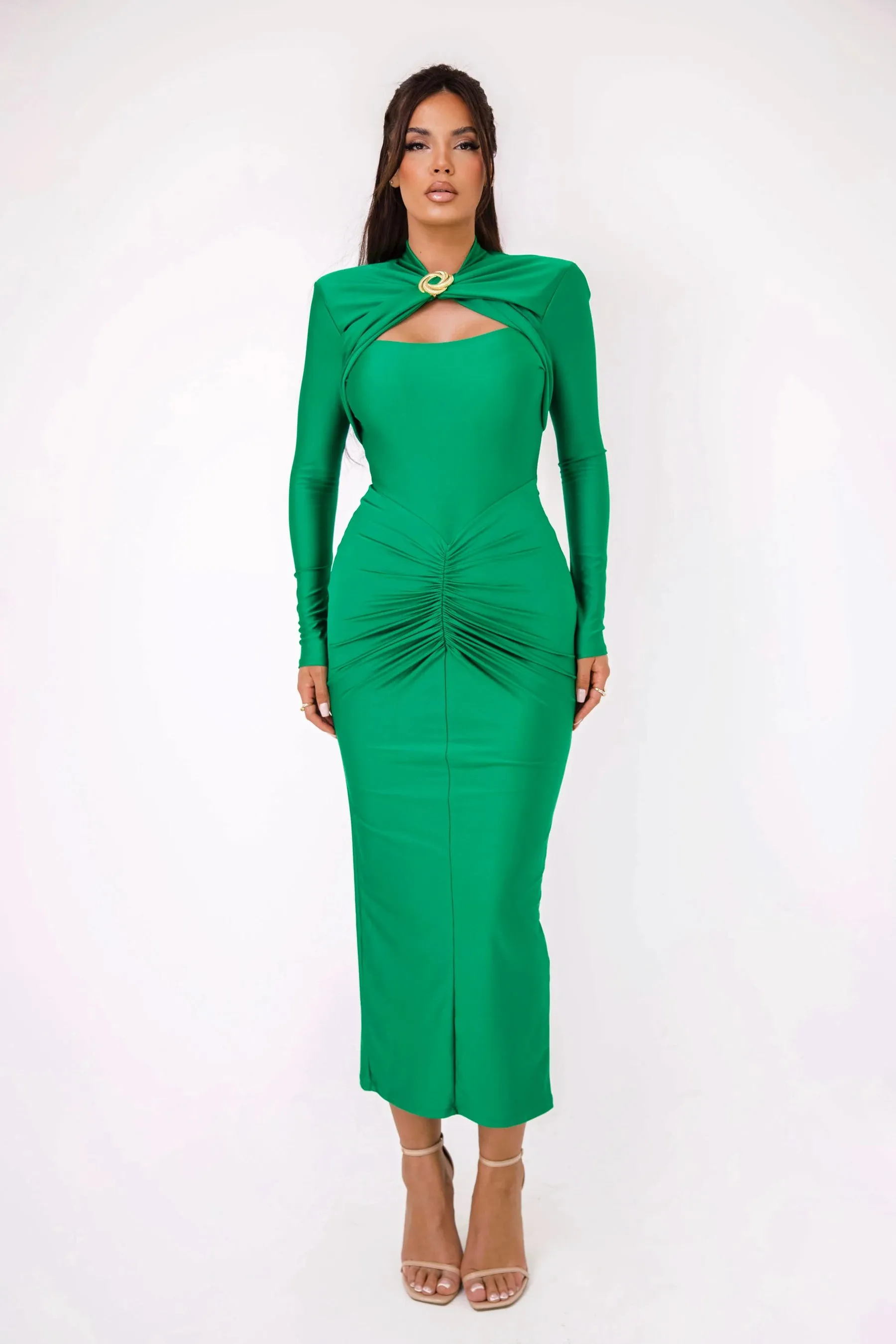 Obsidian Phoenix Long-Sleeve Bodycon Dress