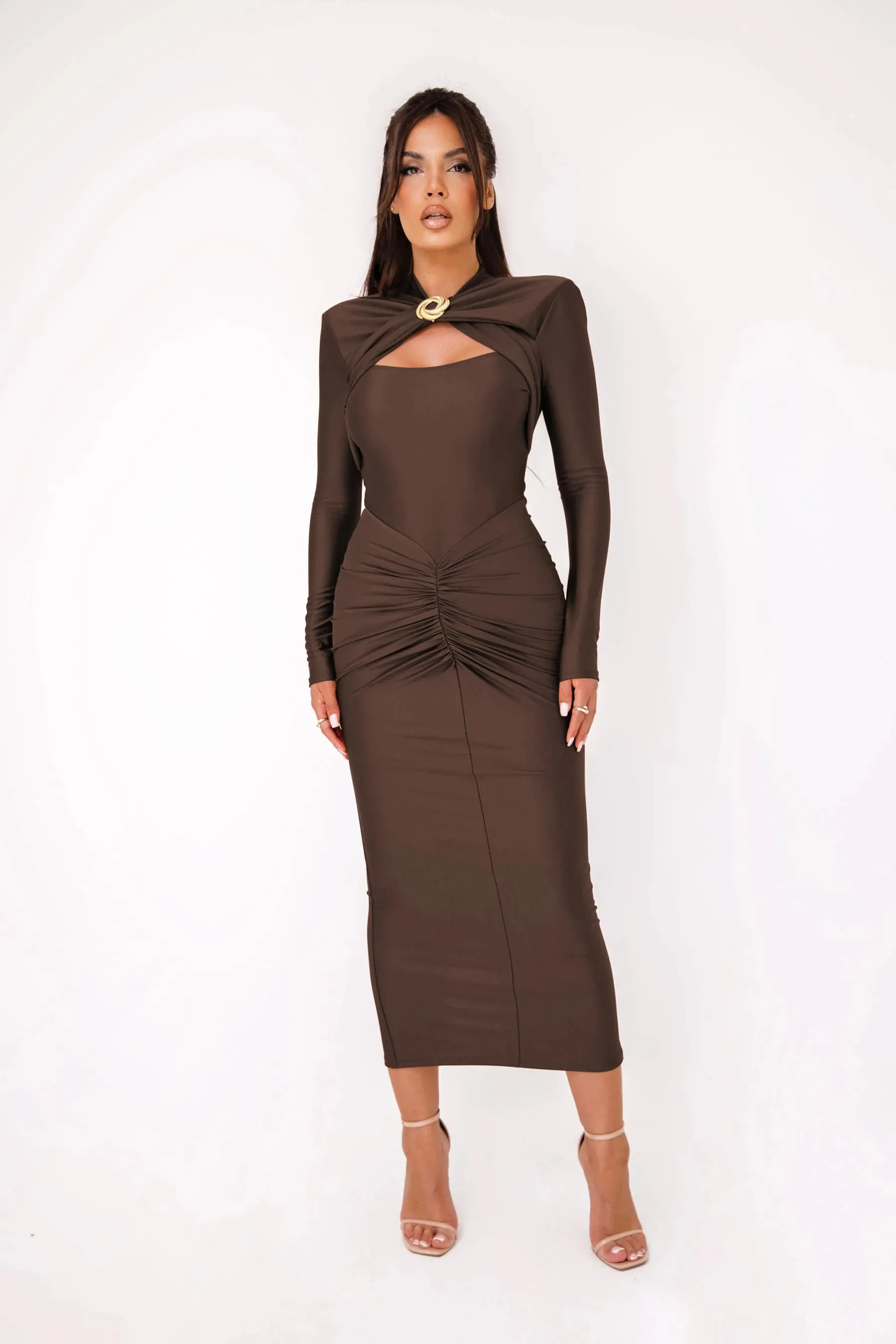 Obsidian Phoenix Long-Sleeve Bodycon Dress