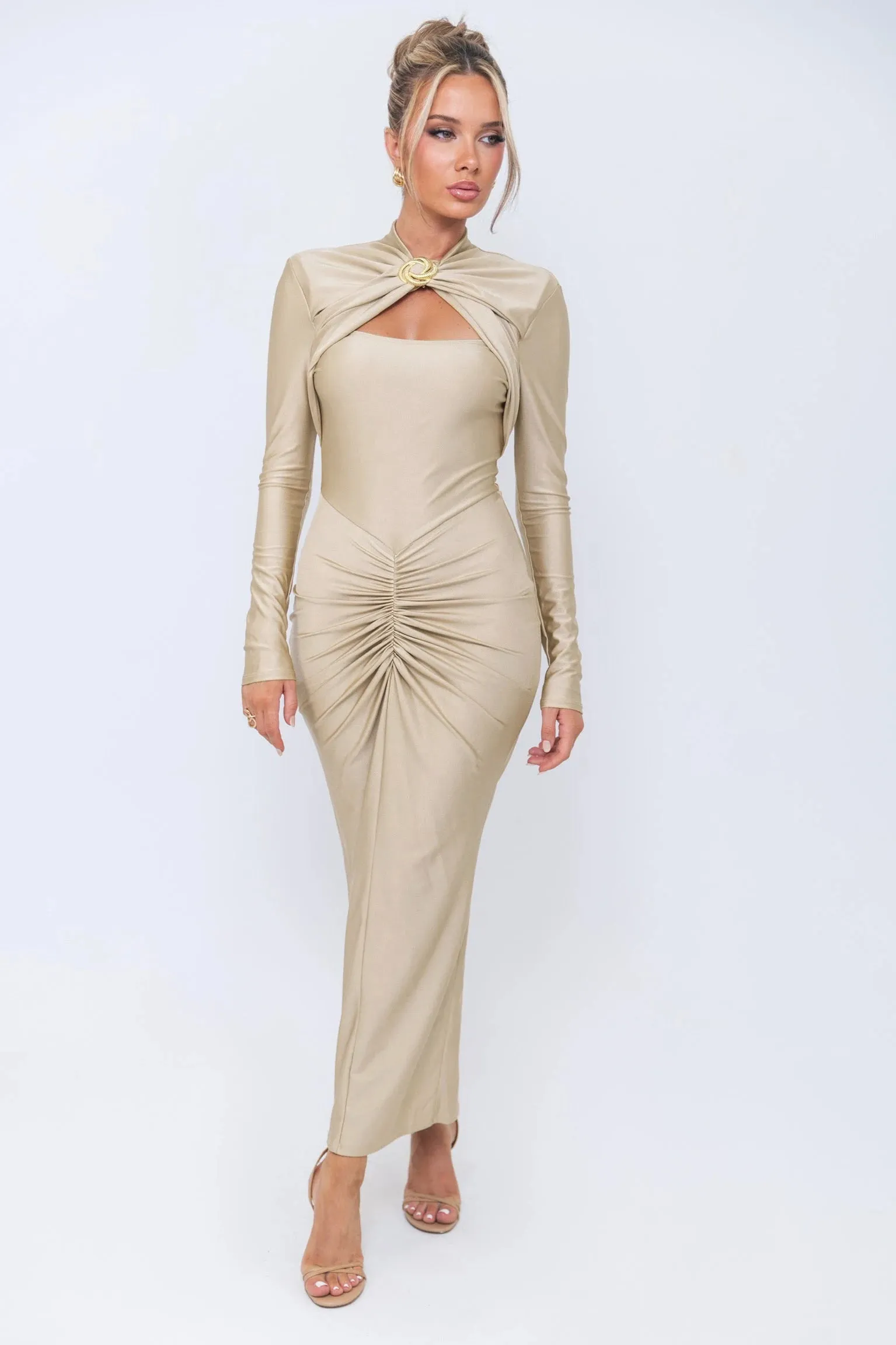 Obsidian Phoenix Long-Sleeve Bodycon Dress