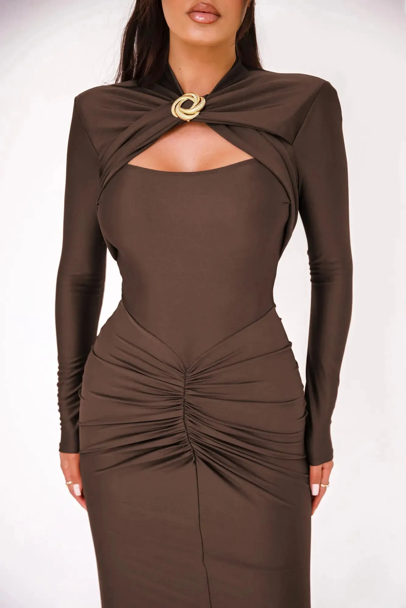 Obsidian Phoenix Long-Sleeve Bodycon Dress