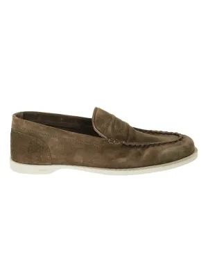 Olive Green Suede Slip-On Loafers