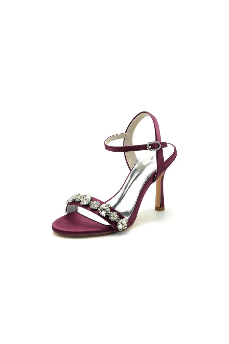 Open Toe Stiletto Heels With Rhinestone