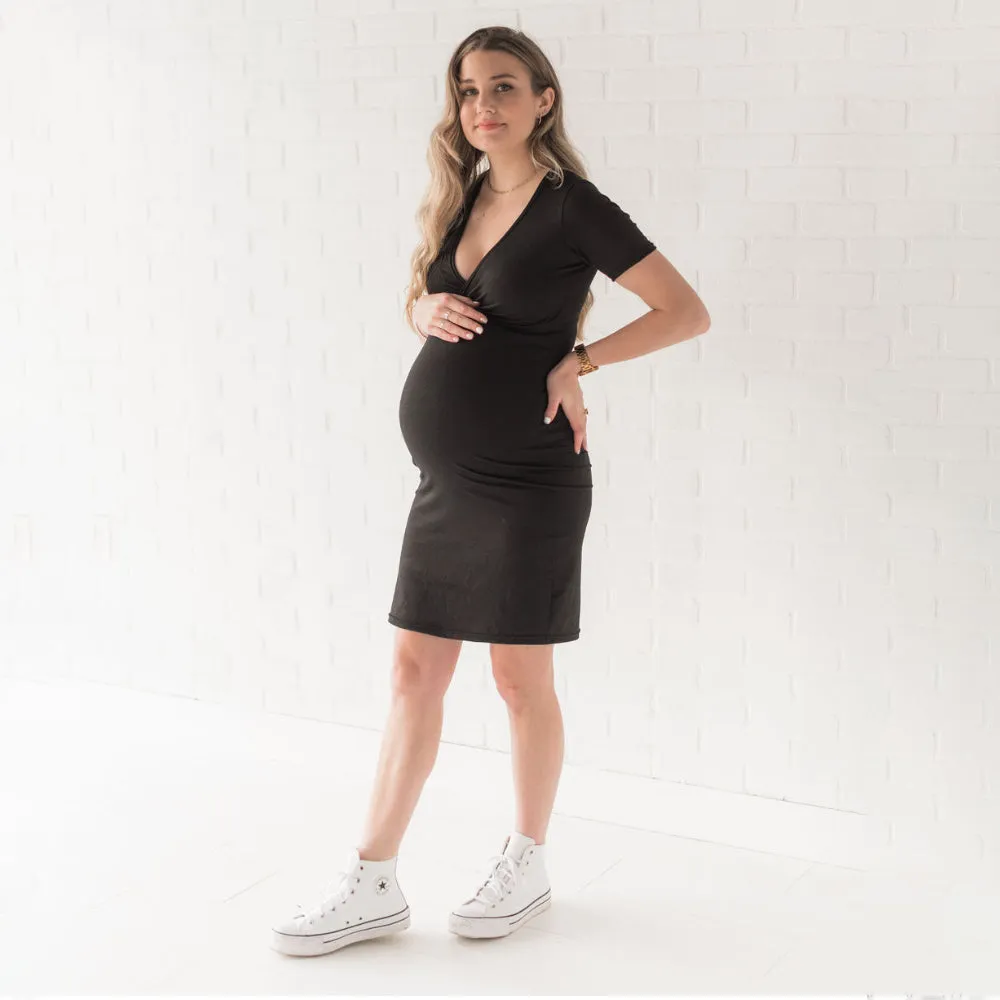 Ophelia Short Sleeve Nursing Dress - Black