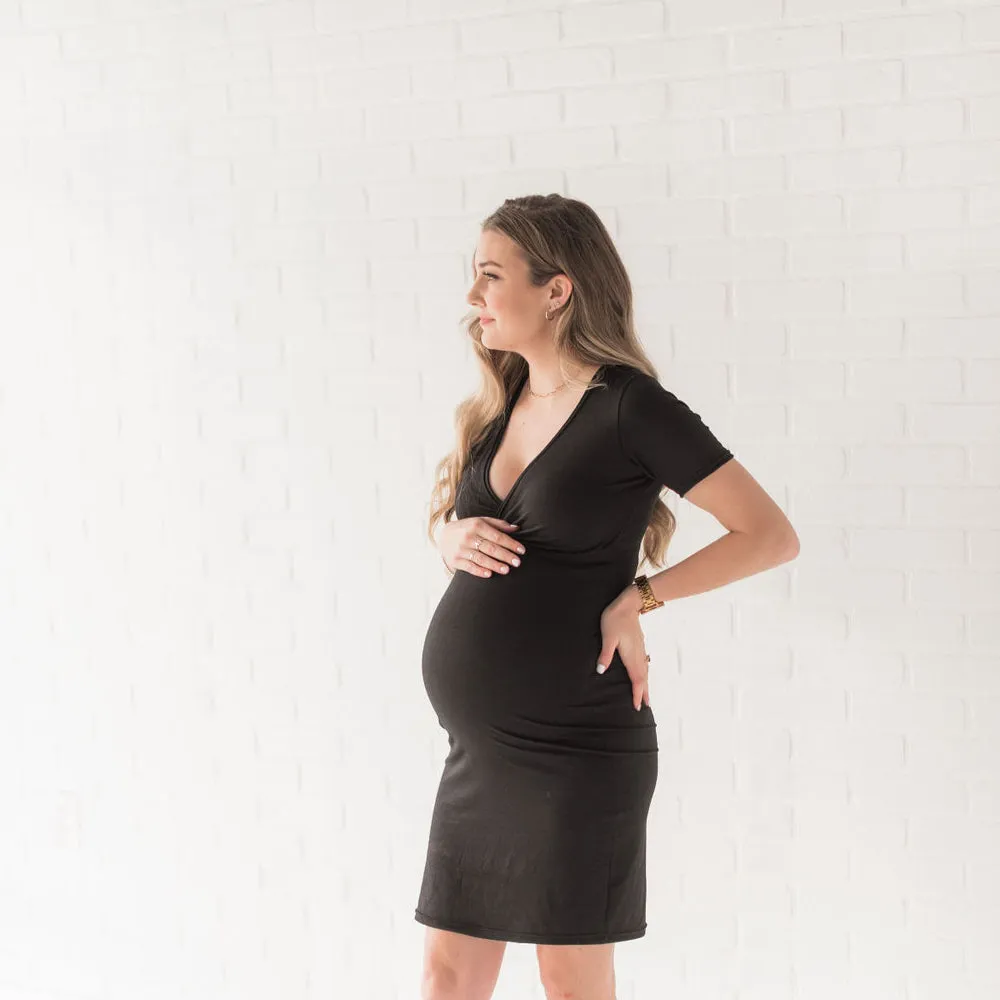 Ophelia Short Sleeve Nursing Dress - Black