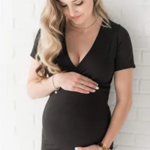 Ophelia Short Sleeve Nursing Dress - Black