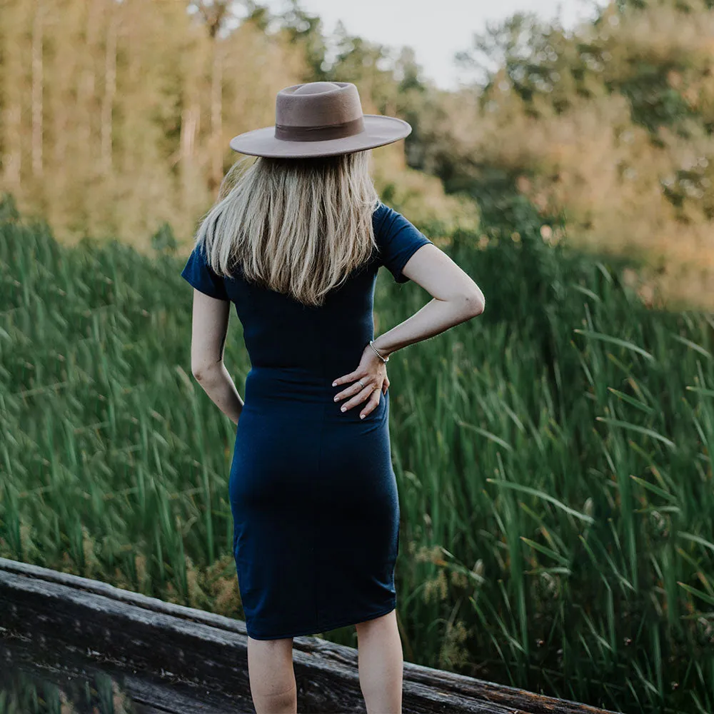 Ophelia Short Sleeve Nursing Dress - Navy