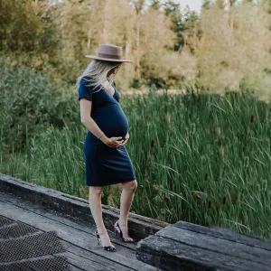Ophelia Short Sleeve Nursing Dress - Navy