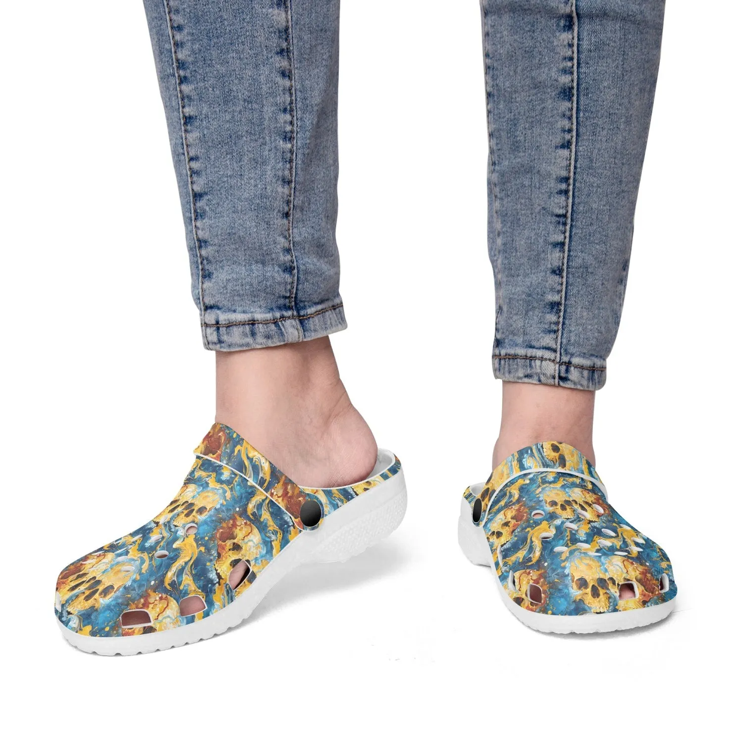Painted Skulls on canvas Rok-Clogs