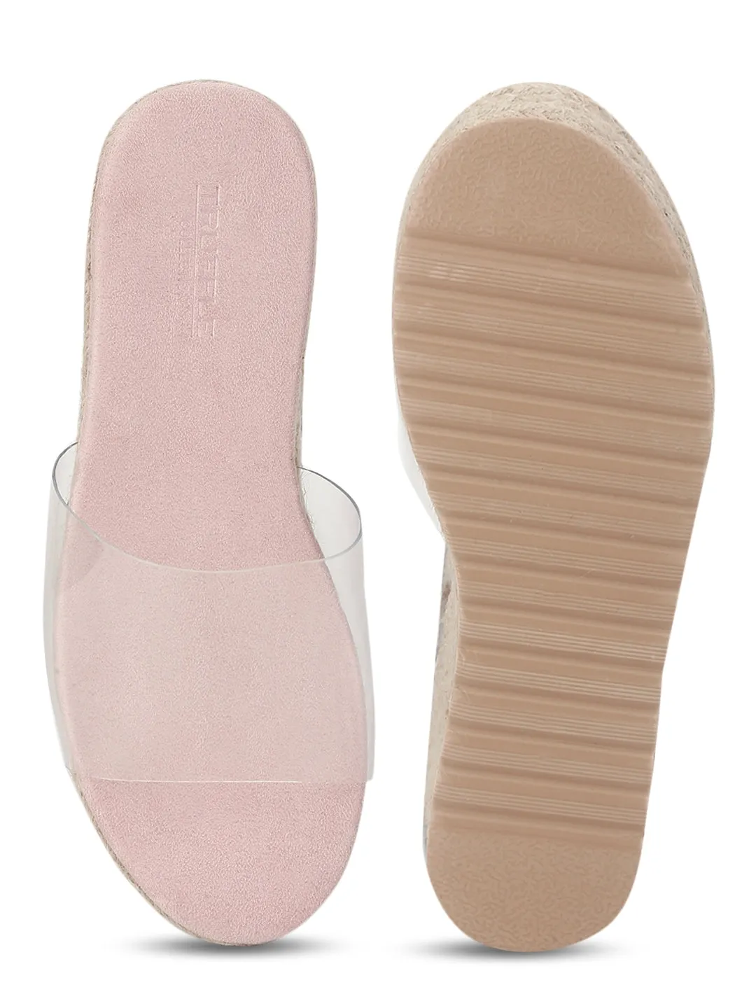 Perspex Woven PU Clear Slip On Wedges