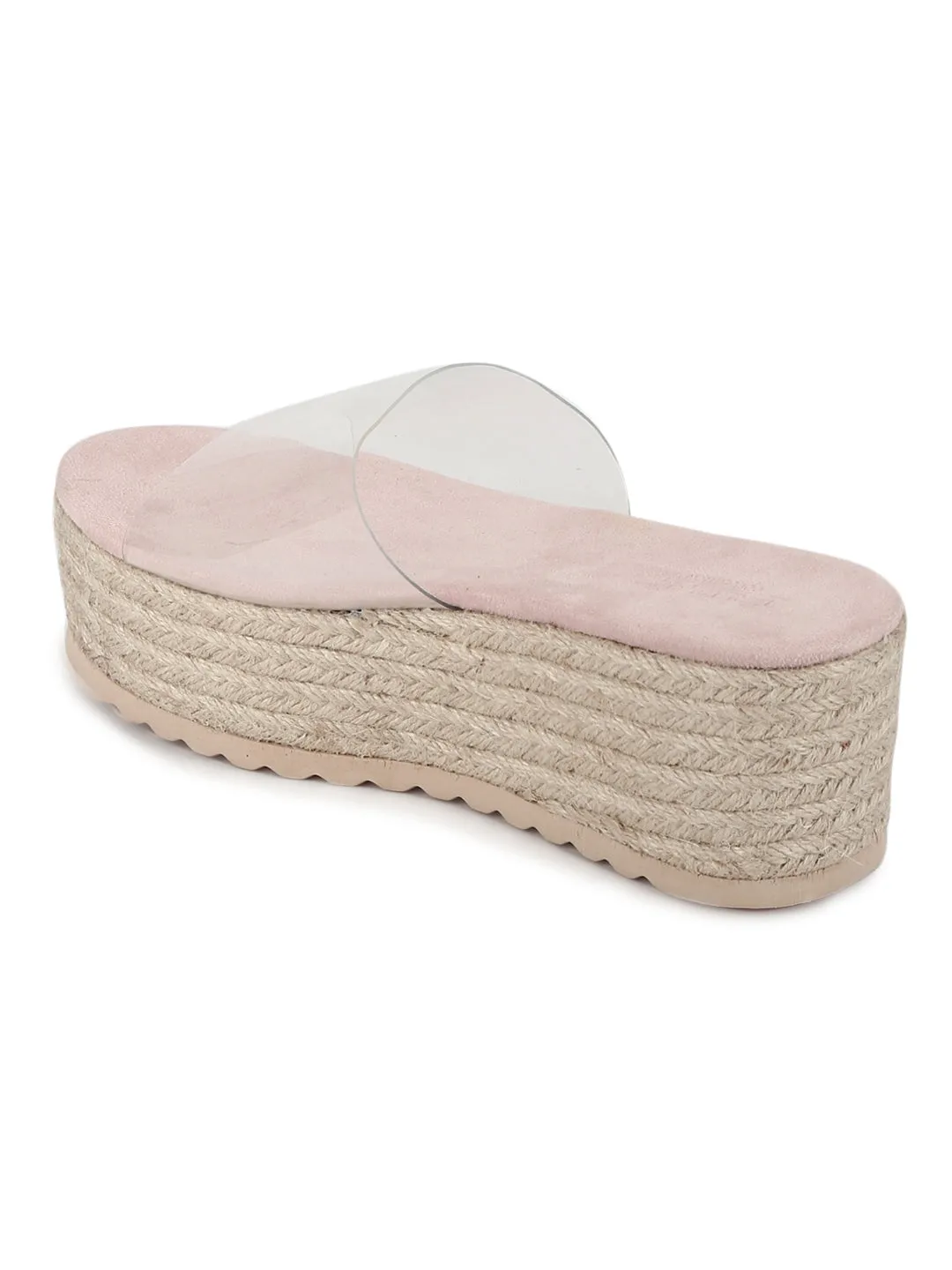 Perspex Woven PU Clear Slip On Wedges