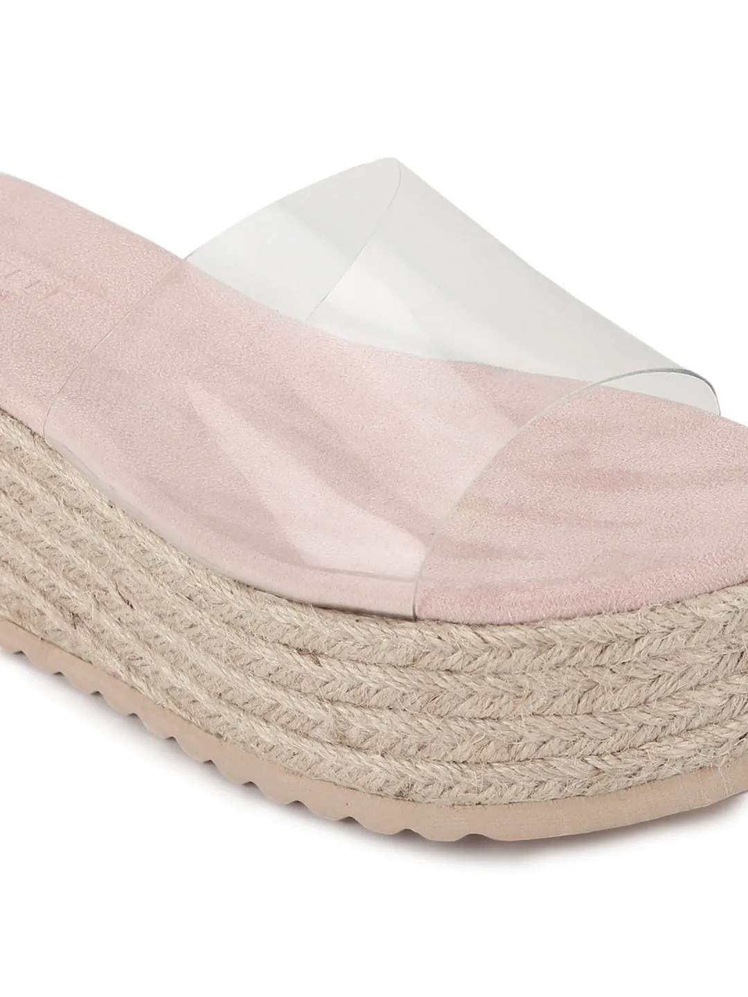 Perspex Woven PU Clear Slip On Wedges