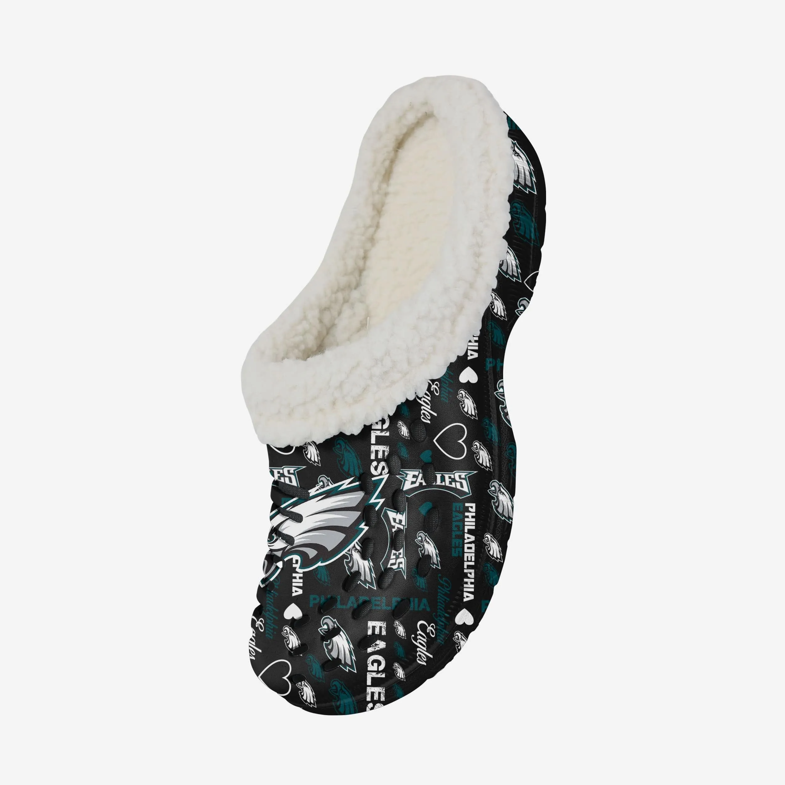 Philadelphia Eagles Womens Sherpa Lined Logo Love Clog